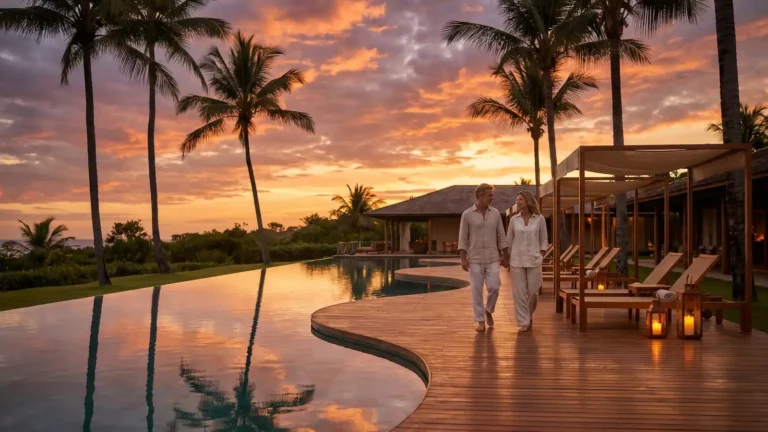 Decks e área de lazer à beira-mar do empreendimento Taípe, em Trancoso