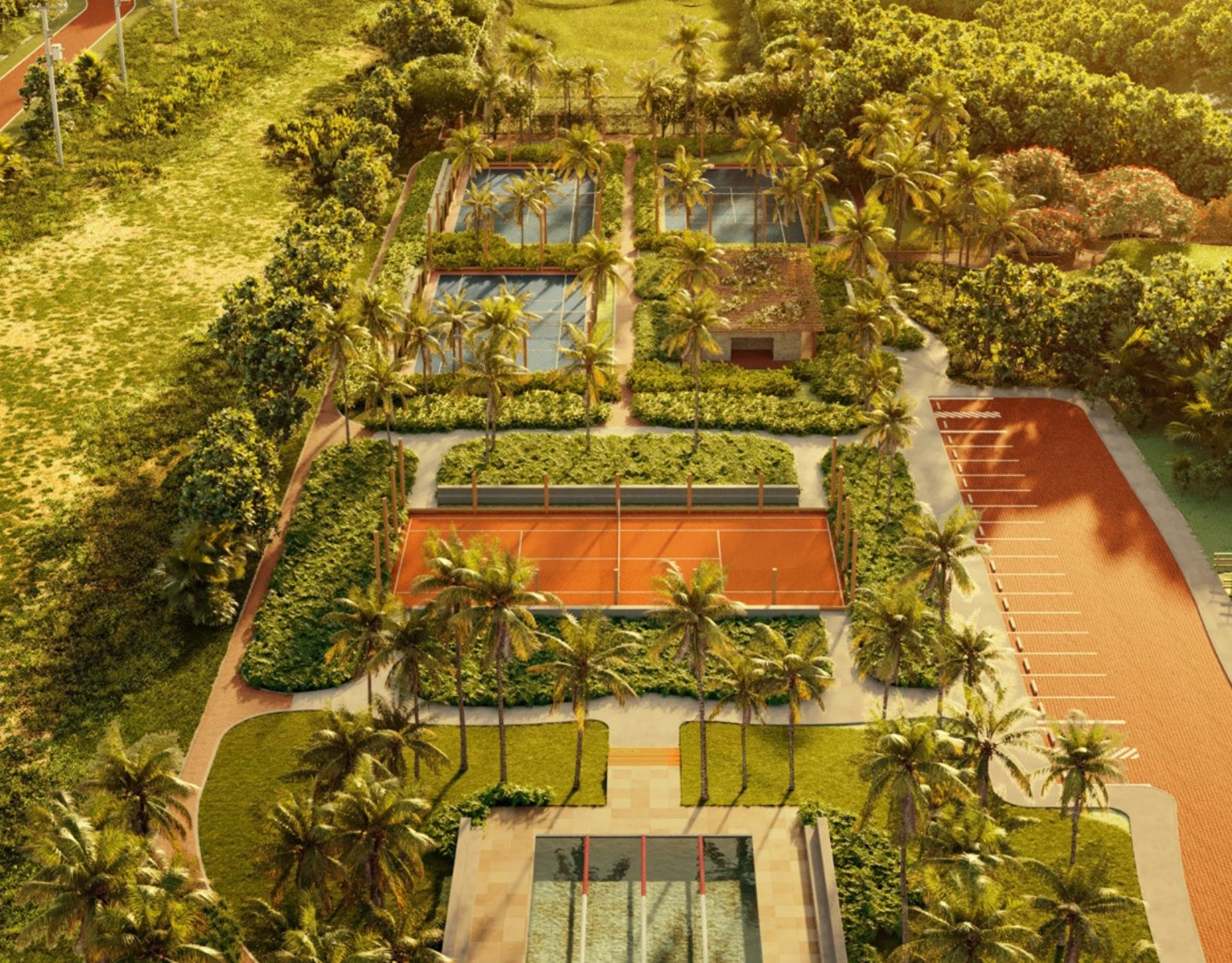 Esporte Park com quadras e piscina semiolímpica, Taípe, imagem meramente ilustrativa